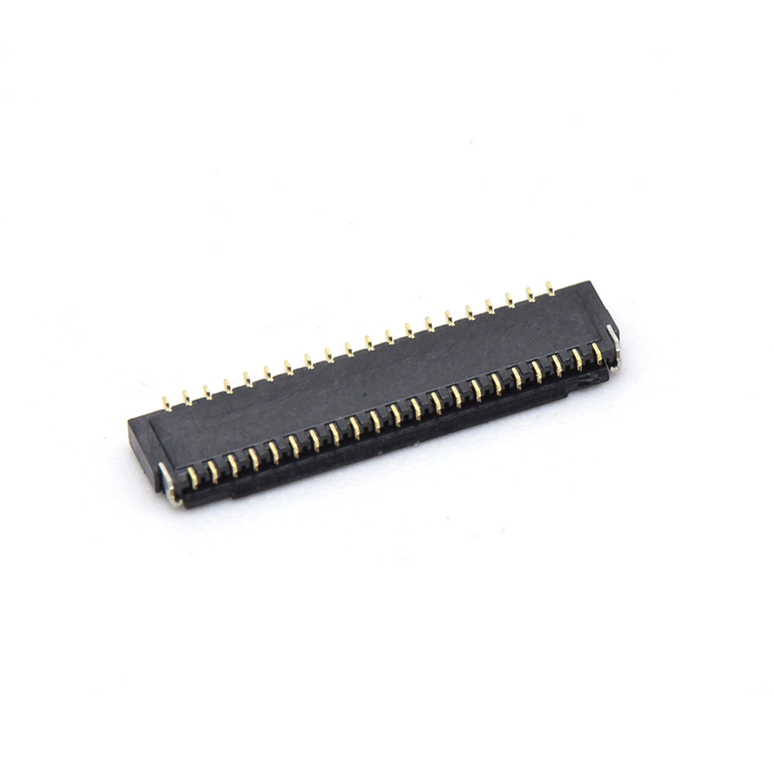Pitch 0.30mm 90°H1.00mm 卧式下接前掀盖 SMT型 FPC 41pin 黑色 镀半金1u"，其它区域镀镍
